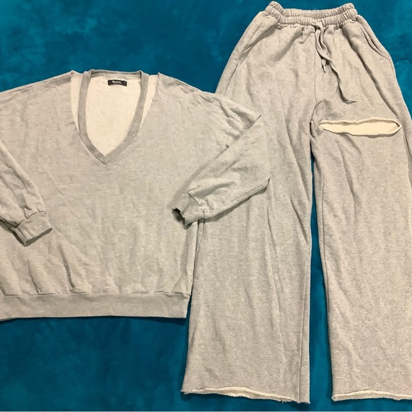 Storets Nadia High Rise Slash Wide-Leg Cropped Sweatpants XS/S - Picture 3 of 15